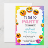 Invitation de fête d'anniversaire Emoji (Devant / Derrière)
