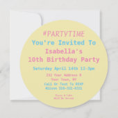 Invitation de fête d'anniversaire Emoji (ronde ave (Dos)