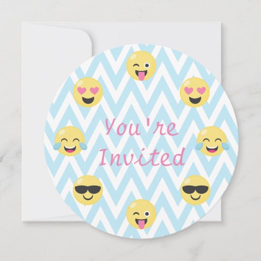 Invitation de fête d'anniversaire Emoji (ronde ave (Devant)