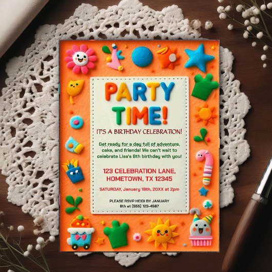 Invitation de fête d'anniversaire en feutre pour e