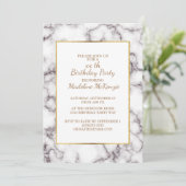 Invitation de fête d'anniversaire en marbre gris b (Debout devant)