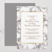 Invitation de fête d'anniversaire en marbre gris b (Devant / Derrière)