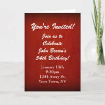 Invitation de fête d'anniversaire en stuc rouge à
