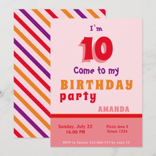 Invitation de fête d'anniversaire Enfants Personna (Devant / Derrière)