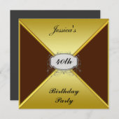Invitation de fête d'anniversaire Enveloppe or (Devant / Derrière)