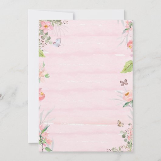 Invitation de fête d'anniversaire Fairy Flutter et (Dos)