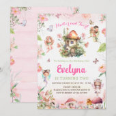 Invitation de fête d'anniversaire Fairy Flutter et (Devant / Derrière)