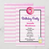 Invitation de fête d'anniversaire fantaisie Donut (Devant / Derrière)