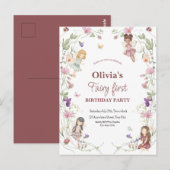 Invitation de fête d'anniversaire féerique et fant (Devant / Derrière)