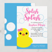 Invitation de fête d'anniversaire fille Canard en  (Devant / Derrière)