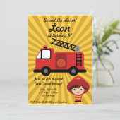 Invitation de fête d'anniversaire FireTruck (Debout devant)