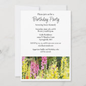 Invitation de fête d'anniversaire Fleur jaune rose (Devant)