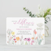 Invitation de fête d'anniversaire fleur sauvage (Debout devant)