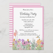 Invitation de fête d'anniversaire Fleur sauvage ro (Devant / Derrière)