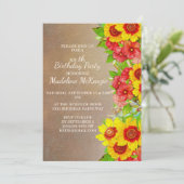 Invitation de fête d'anniversaire Fleurs Rouges Ja (Debout devant)