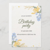 Invitation de fête d'anniversaire florale (Devant / Derrière)