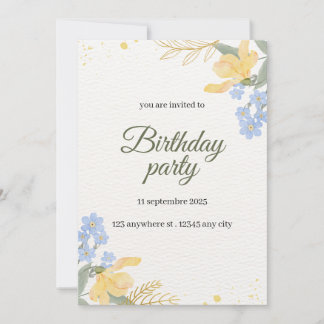 Invitation de fête d'anniversaire florale