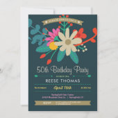 Invitation de fête d'anniversaire florale (Devant)