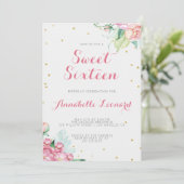 Invitation de fête d'anniversaire florale (Debout devant)