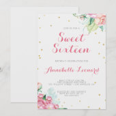 Invitation de fête d'anniversaire florale (Devant / Derrière)