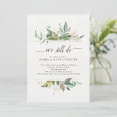Invitation de fête d'anniversaire florale aquarell (Debout devant)