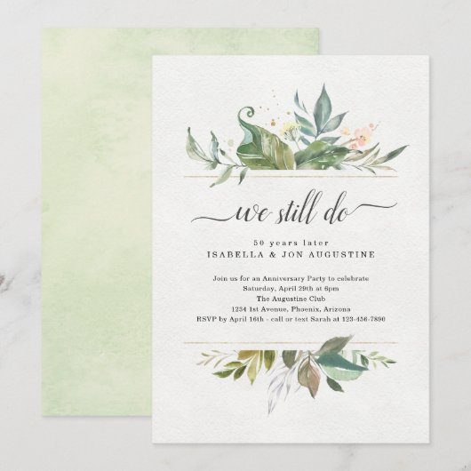 Invitation de fête d'anniversaire florale aquarell (Devant / Derrière)