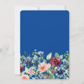 Invitation de fête d'anniversaire florale bleu mar (Dos)