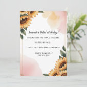 Invitation de fête d'anniversaire florale Boho | S (Debout devant)