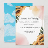 Invitation de fête d'anniversaire florale Boho | S (Devant / Derrière)