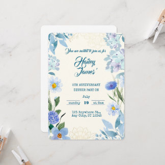 Invitation de fête d'anniversaire florale douce po