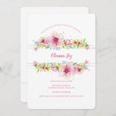 Invitation de fête d'anniversaire florale frontièr (Devant / Derrière)