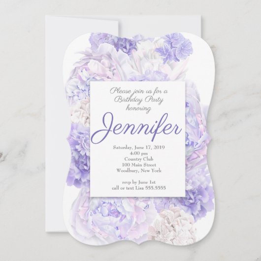 Invitation de fête d'anniversaire florale violet (Devant)