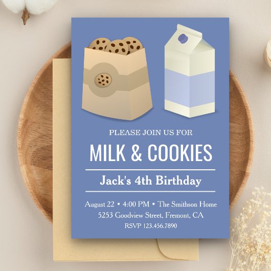 Invitation de fête d'anniversaire garçon Bleu Lait
