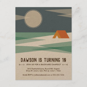 Invitation de fête d'anniversaire, Garçon, Campout
