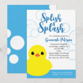 Invitation de fête d'anniversaire garçon Canard en (Devant / Derrière)