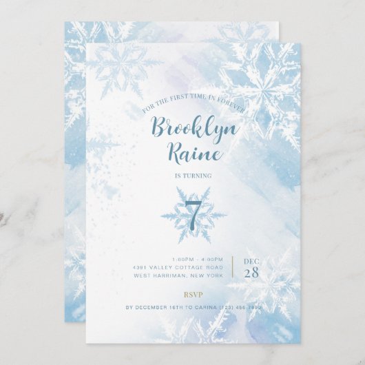 Invitation de fête d'anniversaire gelée (Devant / Derrière)