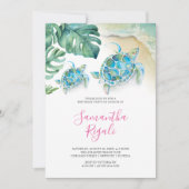Invitation de fête d'anniversaire Girl Sea Turtle (Devant)