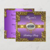 Invitation de fête d'anniversaire glamour violet (Devant / Derrière)