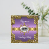 Invitation de fête d'anniversaire glamour violet (Debout devant)