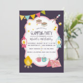 Invitation de fête d'anniversaire Glamping (Debout devant)