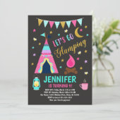 Invitation de fête d'anniversaire Glamping / Campi (Debout devant)