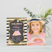 Invitation de fête d'anniversaire Glamping / Campi (Debout devant)