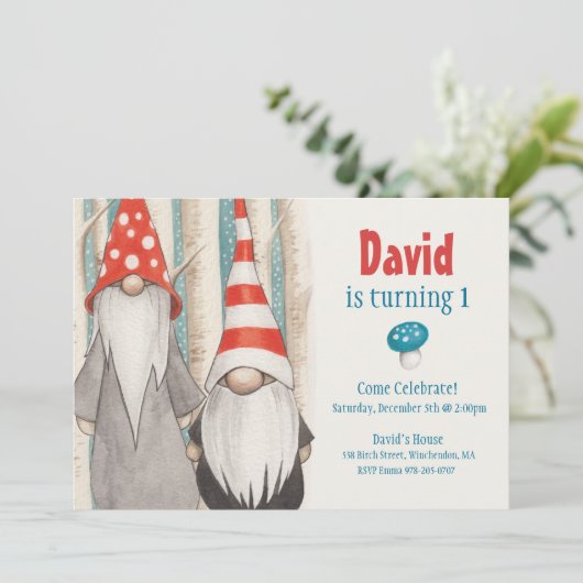 Invitation de fête d'anniversaire Gnome d'hiver (Debout devant)