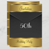 Invitation de fête d'anniversaire Gold 50e fête d' (Devant / Derrière)