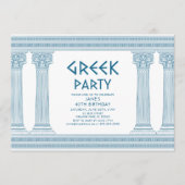 Invitation de fête d'anniversaire grec avec temple (Devant)