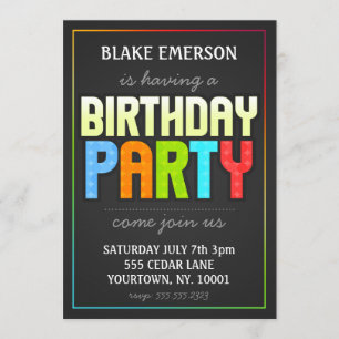 Invitation de fête d'anniversaire - gris avec élém