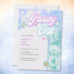 Invitation de fête d'anniversaire Groovy One Paste