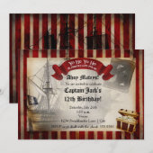Invitation de fête d'anniversaire grunge de bateau (Devant / Derrière)