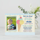 Invitation de fête d'anniversaire Ice Cream Photo  (Debout devant)