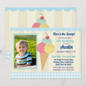Invitation de fête d'anniversaire Ice Cream Photo  (Devant / Derrière)